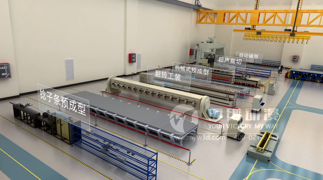 復合材料長桁自動化制造三維演示動畫