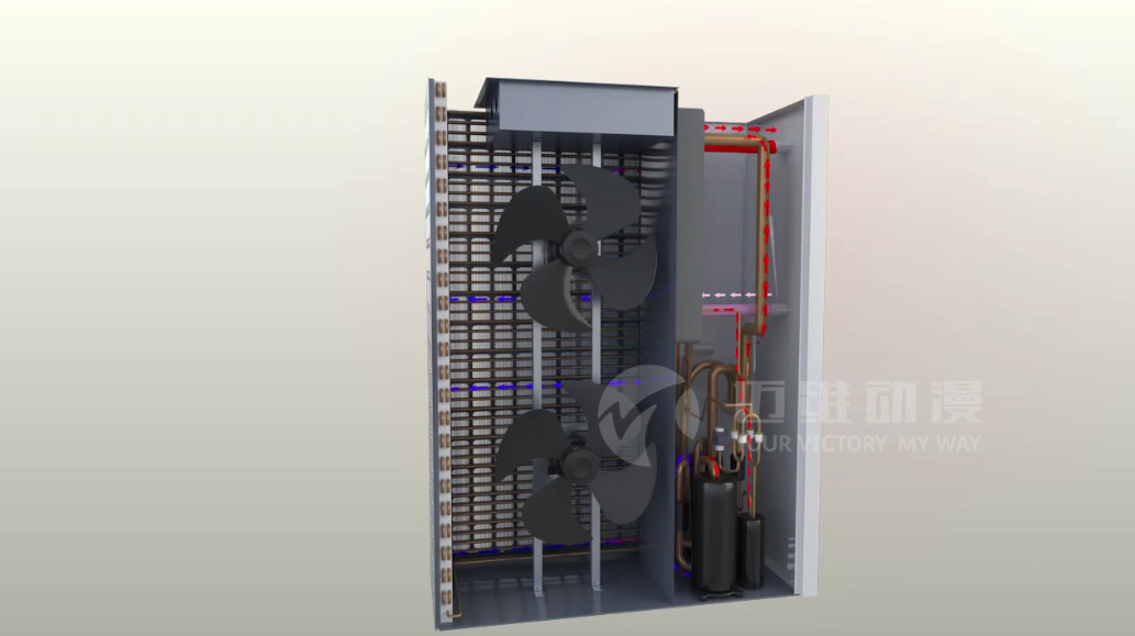 空氣能采暖設(shè)備系統(tǒng)原理三維動(dòng)畫